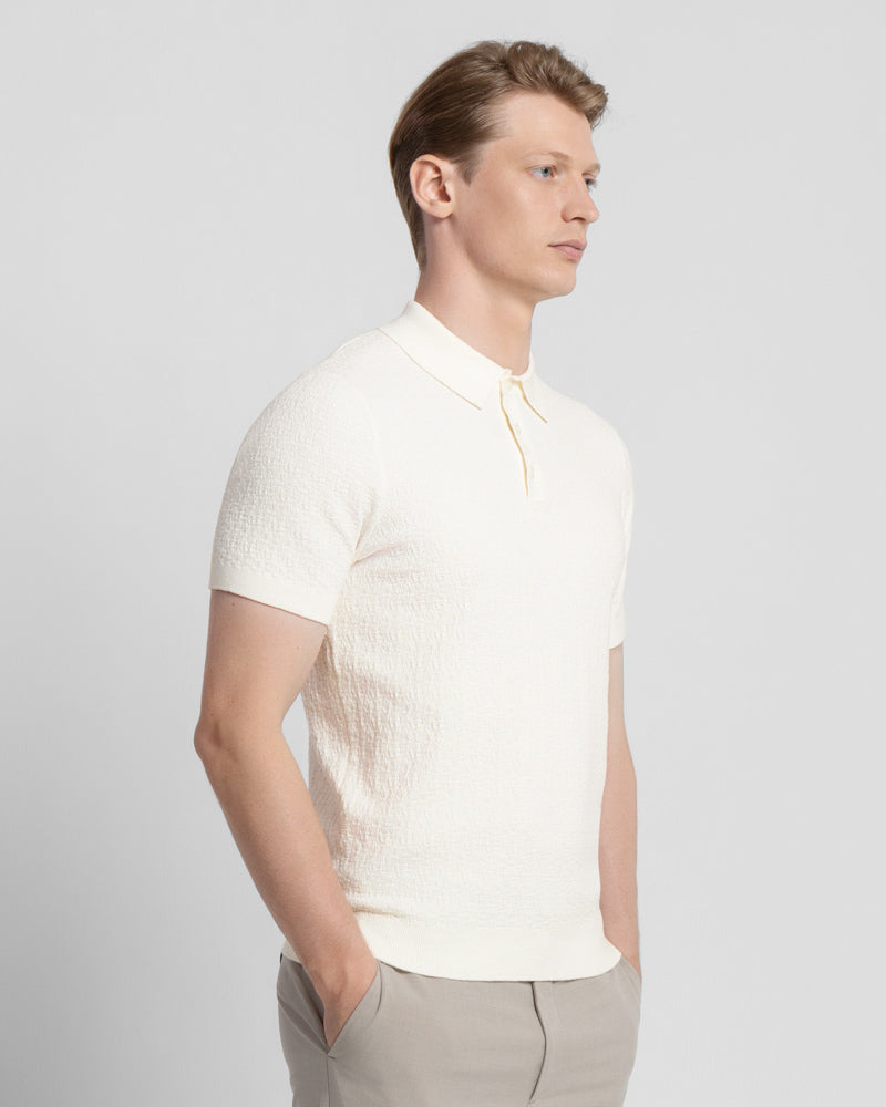 Boucle Textured Short Sleeve Polo Shirt