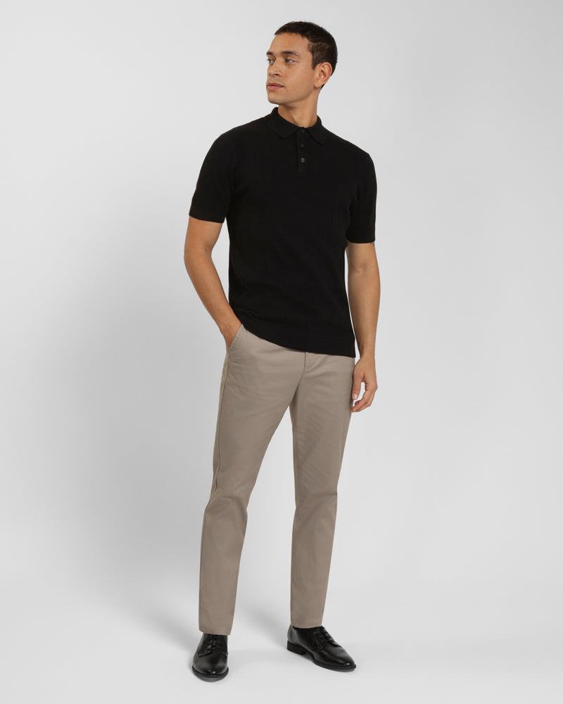 Textured Stripe Short Sleeve Polo Shirt