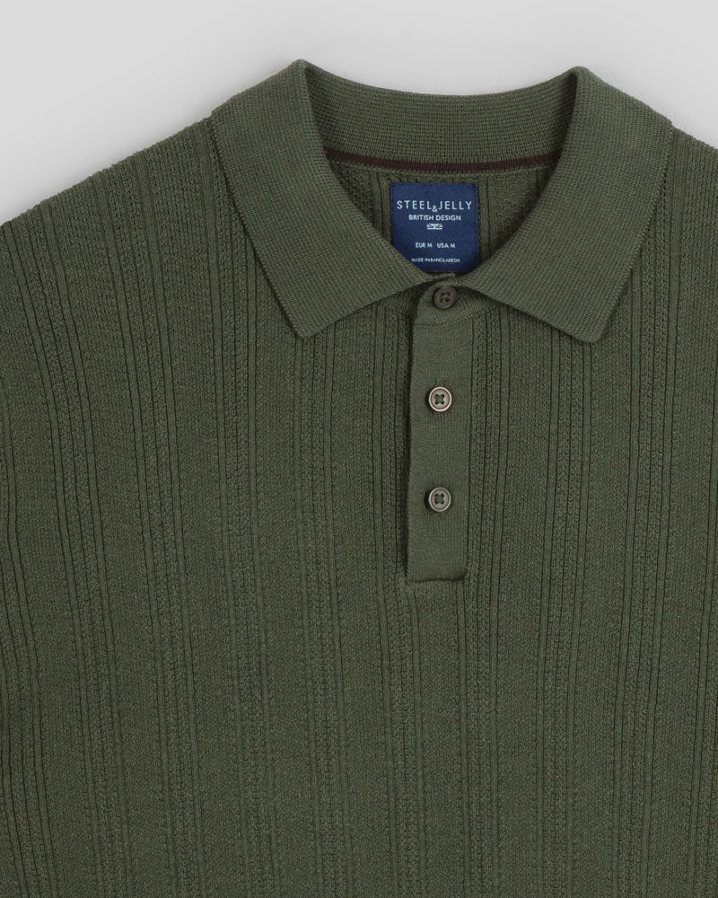 Textured Stripe Short Sleeve Polo Shirt