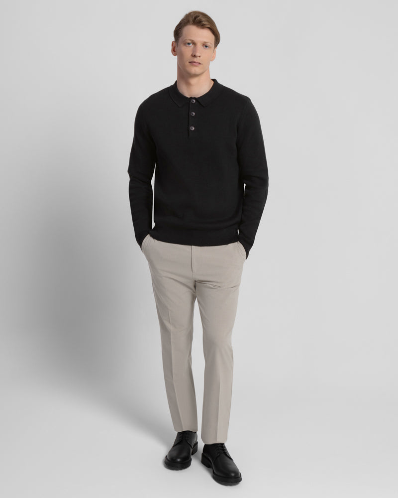 Heavy Milano Knit Long Sleeve Polo Shirt