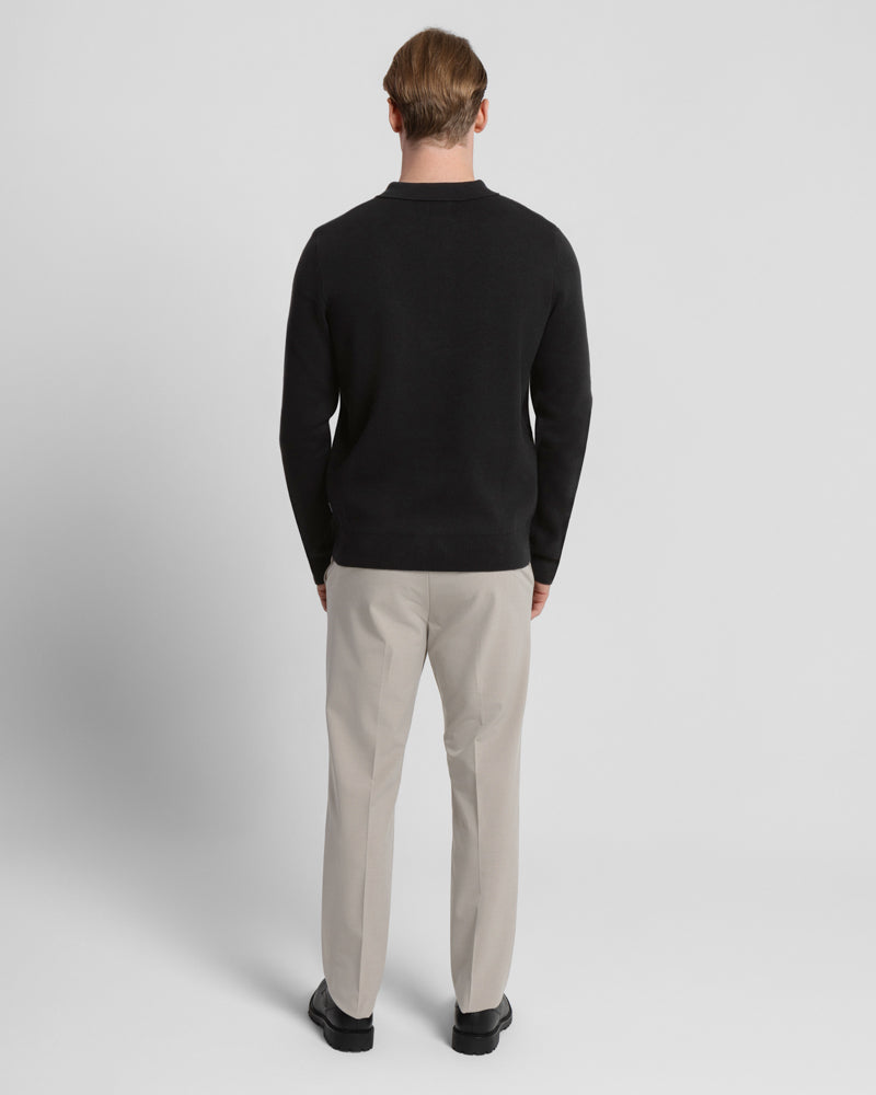 Heavy Milano Knit Long Sleeve Polo Shirt