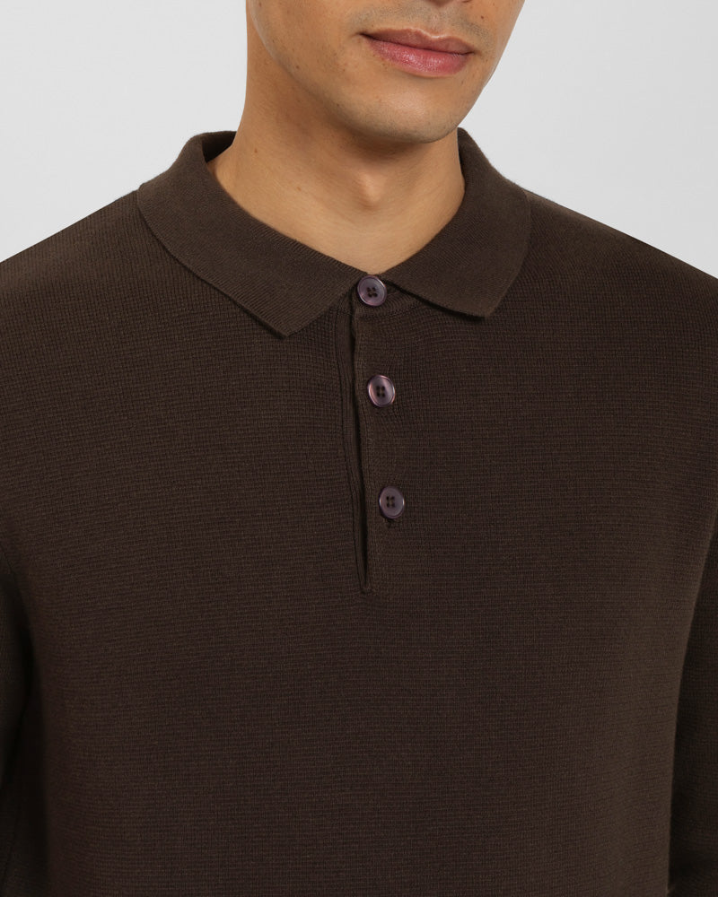 Heavy Milano Knit Long Sleeve Polo Shirt