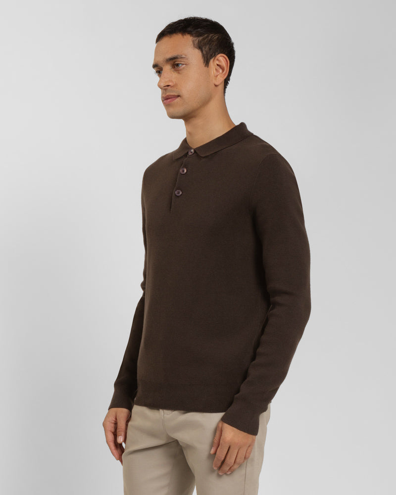 Heavy Milano Knit Long Sleeve Polo Shirt