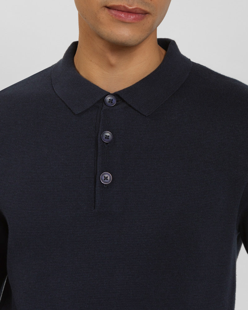 Heavy Milano Knit Long Sleeve Polo Shirt