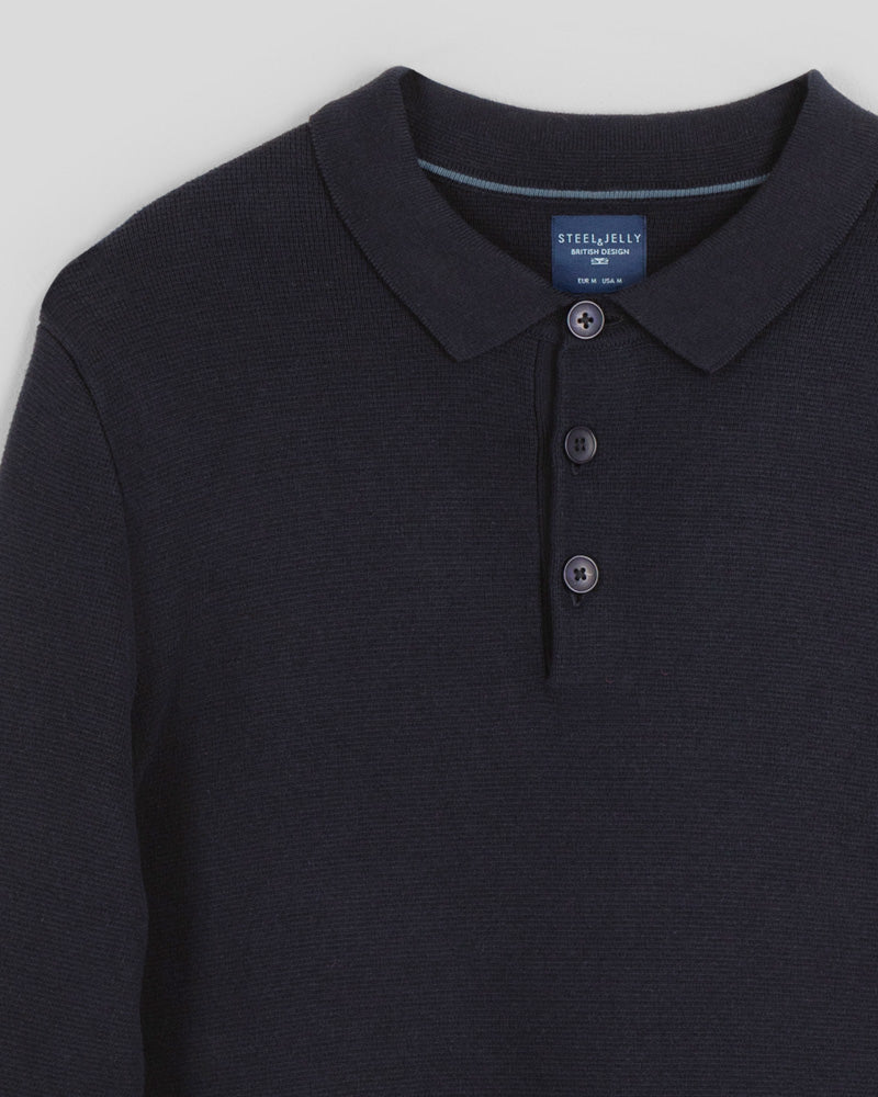 Heavy Milano Knit Long Sleeve Polo Shirt