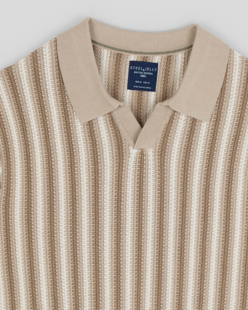 Pimlico - Knitted Stripe Trophy Neck Polo Shirt