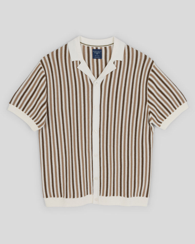 Stanmore - Tonal Stripe Knitted Short Sleeve Shirt
