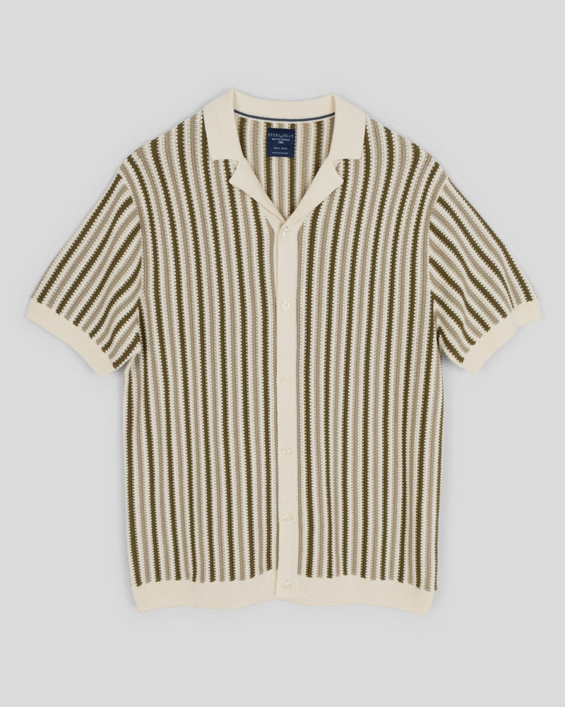 Stanmore - Tonal Stripe Knitted Short Sleeve Shirt