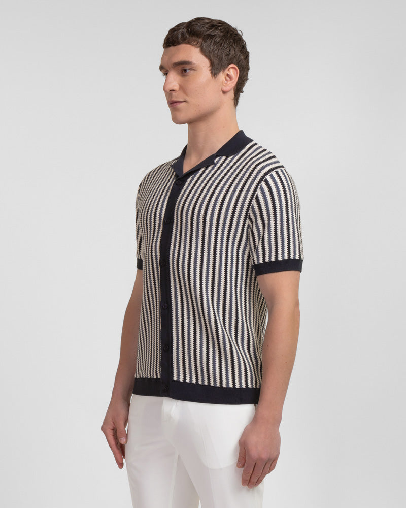 Stanmore - Tonal Stripe Knitted Short Sleeve Shirt