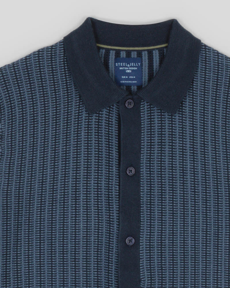 Heston - Stripe Textured Knitted Short Sleeve Shirt