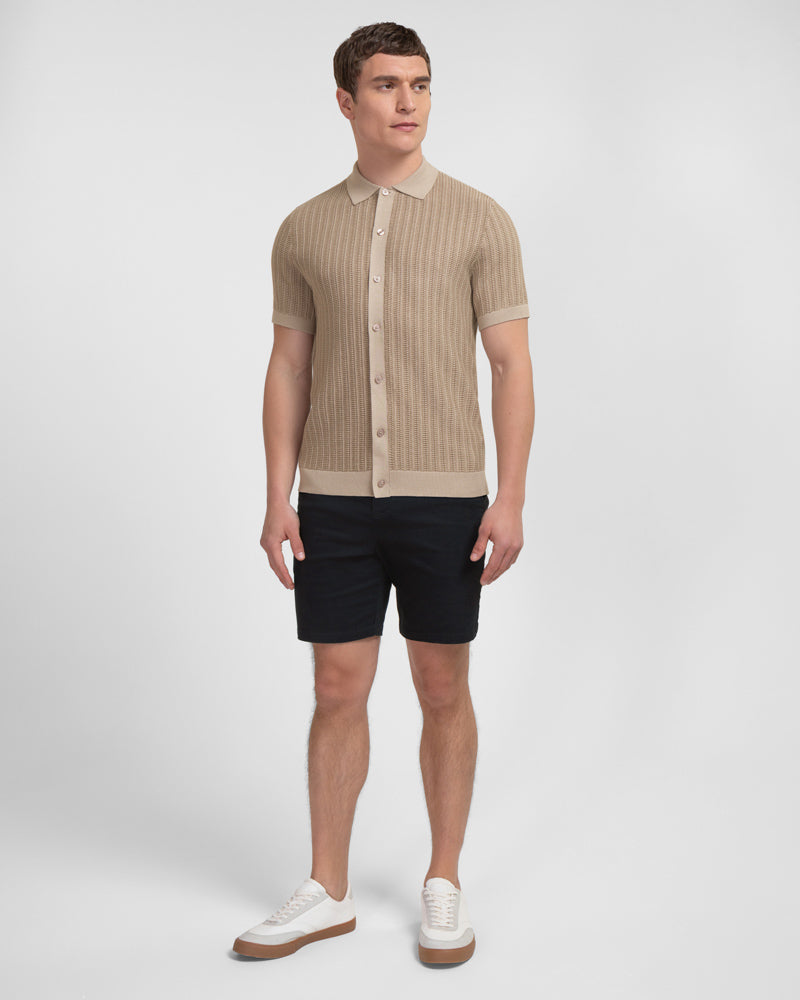 Heston - Stripe Textured Knitted Short Sleeve Shirt