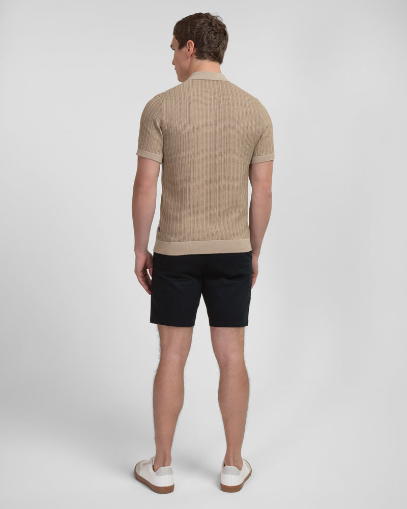Heston - Stripe Textured Knitted Short Sleeve Shirt