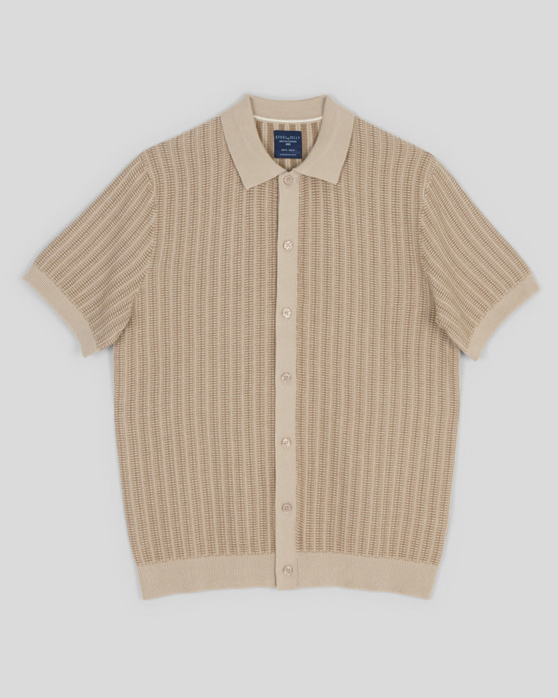 Heston - Stripe Textured Knitted Short Sleeve Shirt