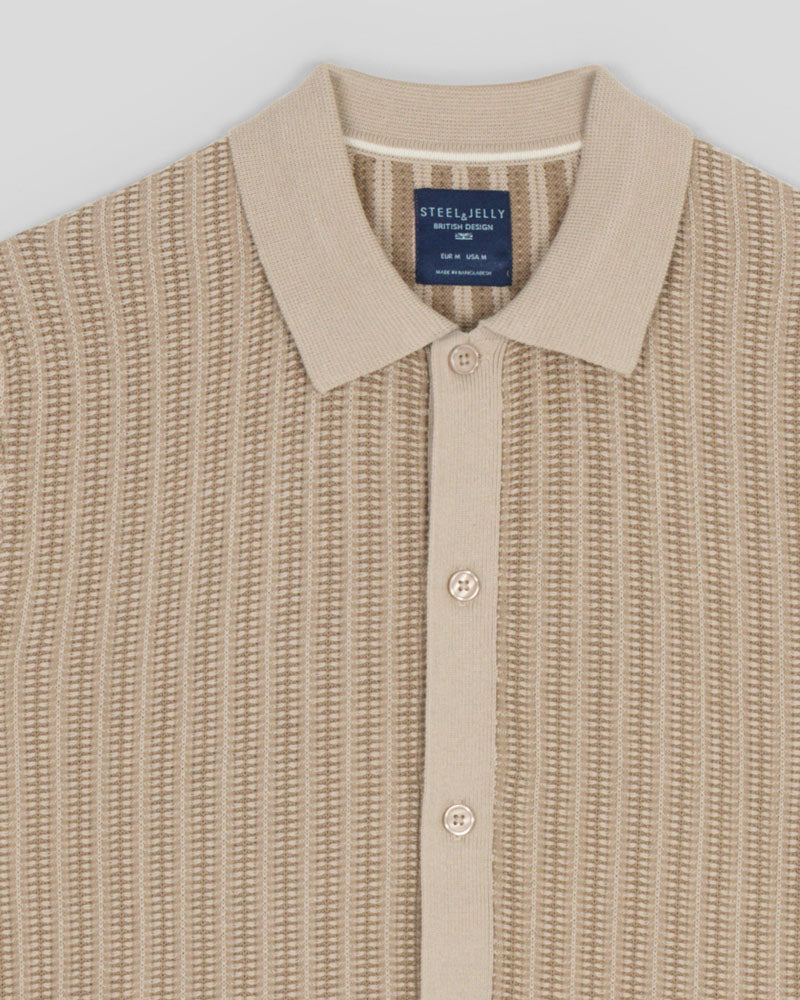 Heston - Stripe Textured Knitted Short Sleeve Shirt