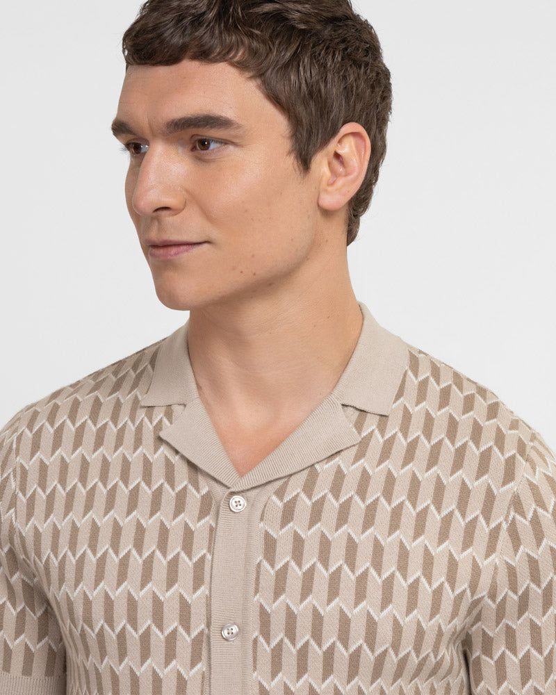 Purley - Geometric Resort Collar Short Sleeve Shirt