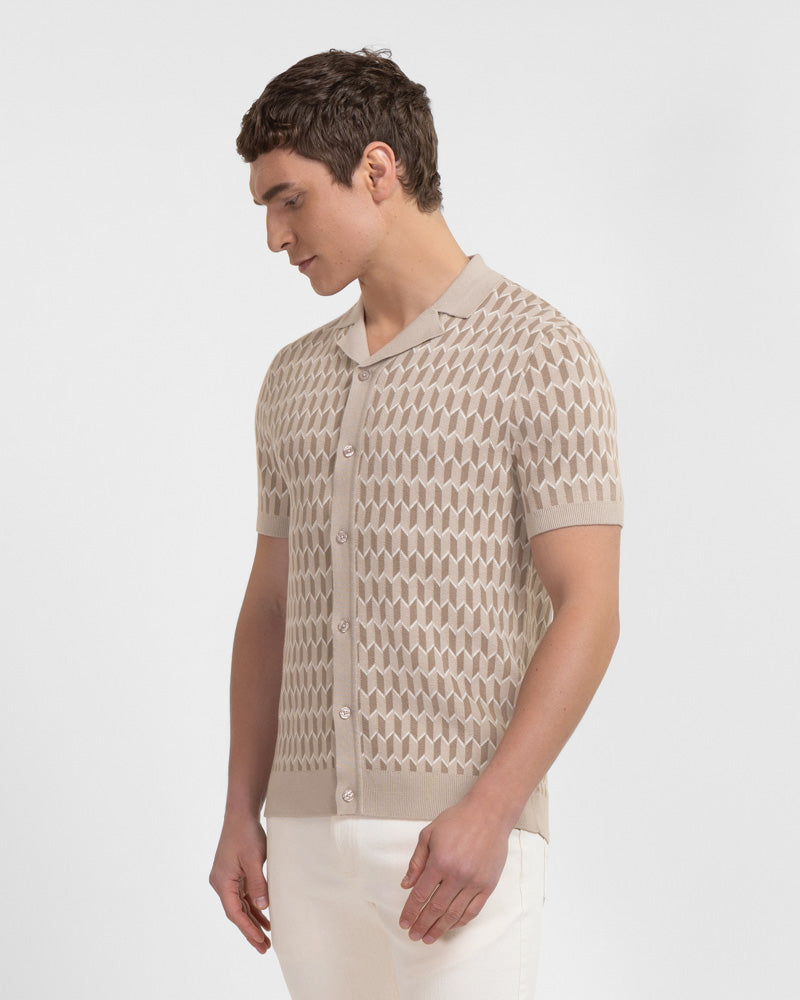 Purley - Geometric Resort Collar Short Sleeve Shirt
