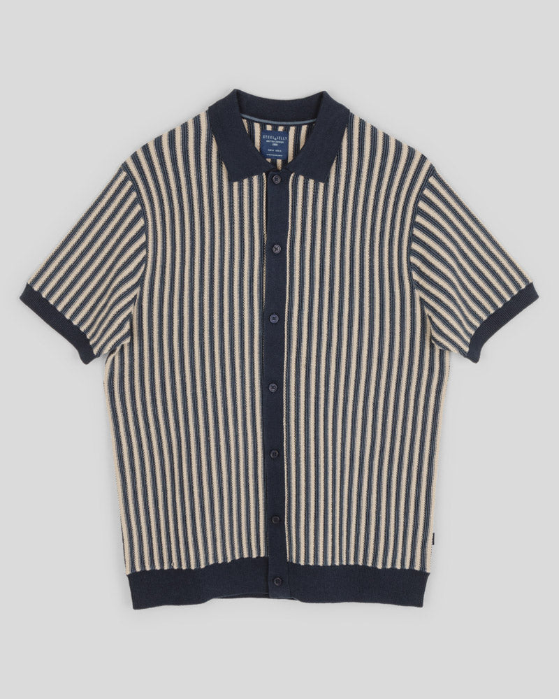 Grove - Textured Stripe Knitted Short Sleeve Shirt