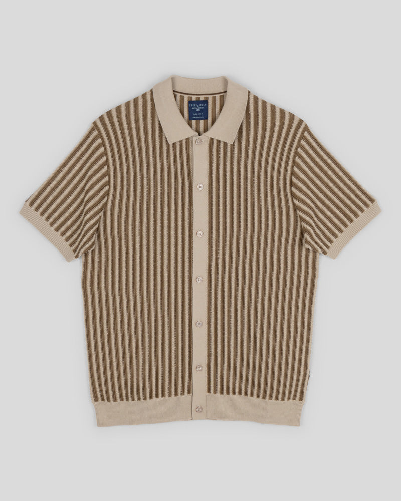 Grove - Textured Stripe Knitted Short Sleeve Shirt