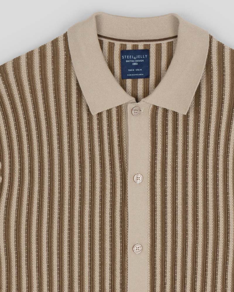 Grove - Textured Stripe Knitted Short Sleeve Shirt