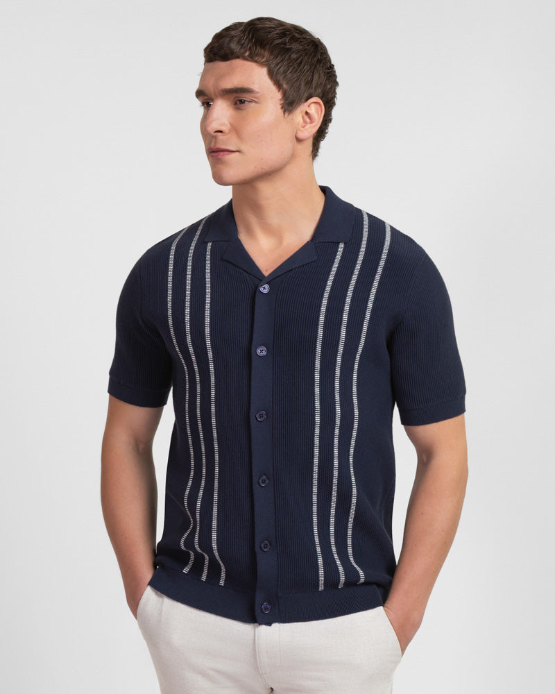 Holborn - Stripe Textured Short Sleeve Shirt