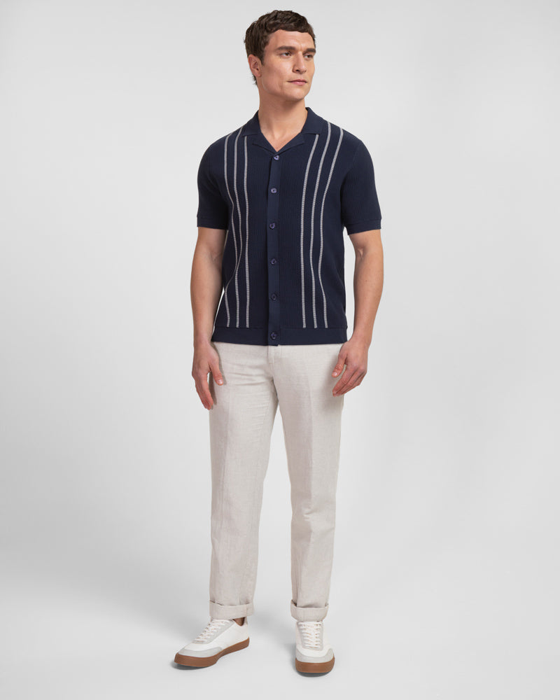 Holborn - Stripe Textured Short Sleeve Shirt