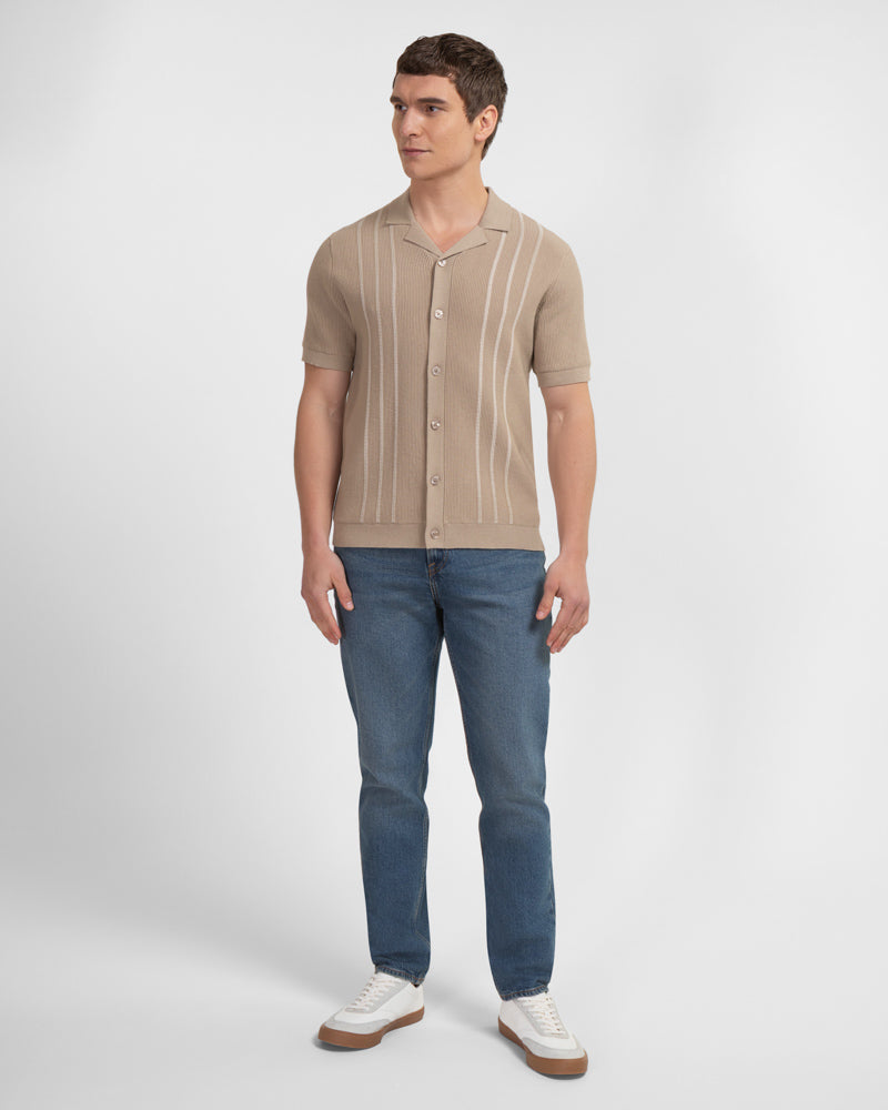 Holborn - Stripe Textured Short Sleeve Shirt