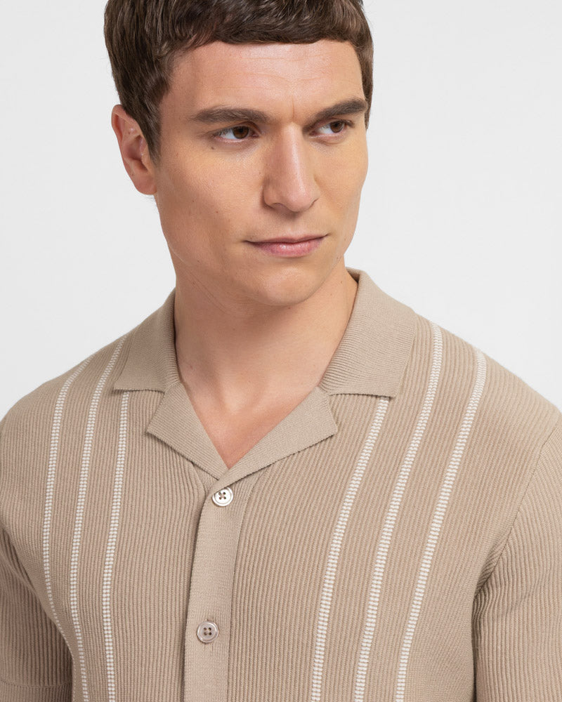 Holborn - Stripe Textured Short Sleeve Shirt
