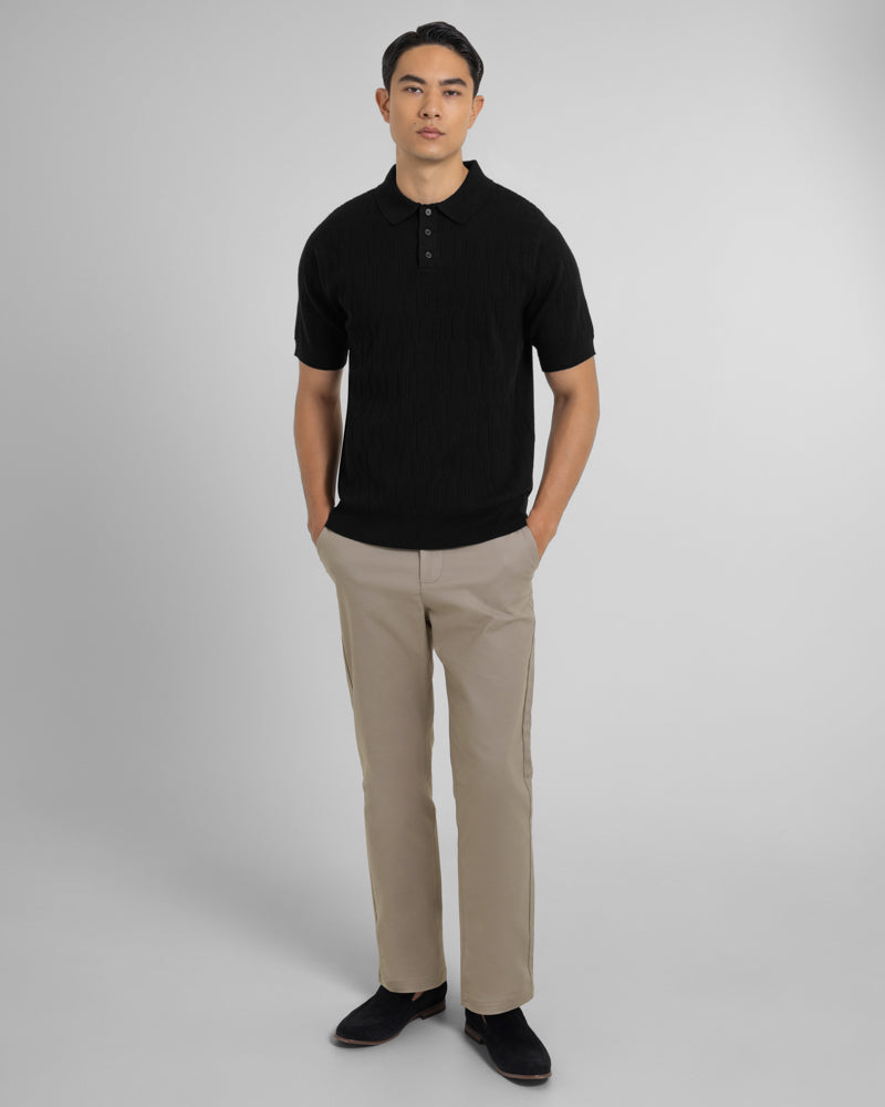 Tarvin - Geo Texture Knitted Polo Shirt