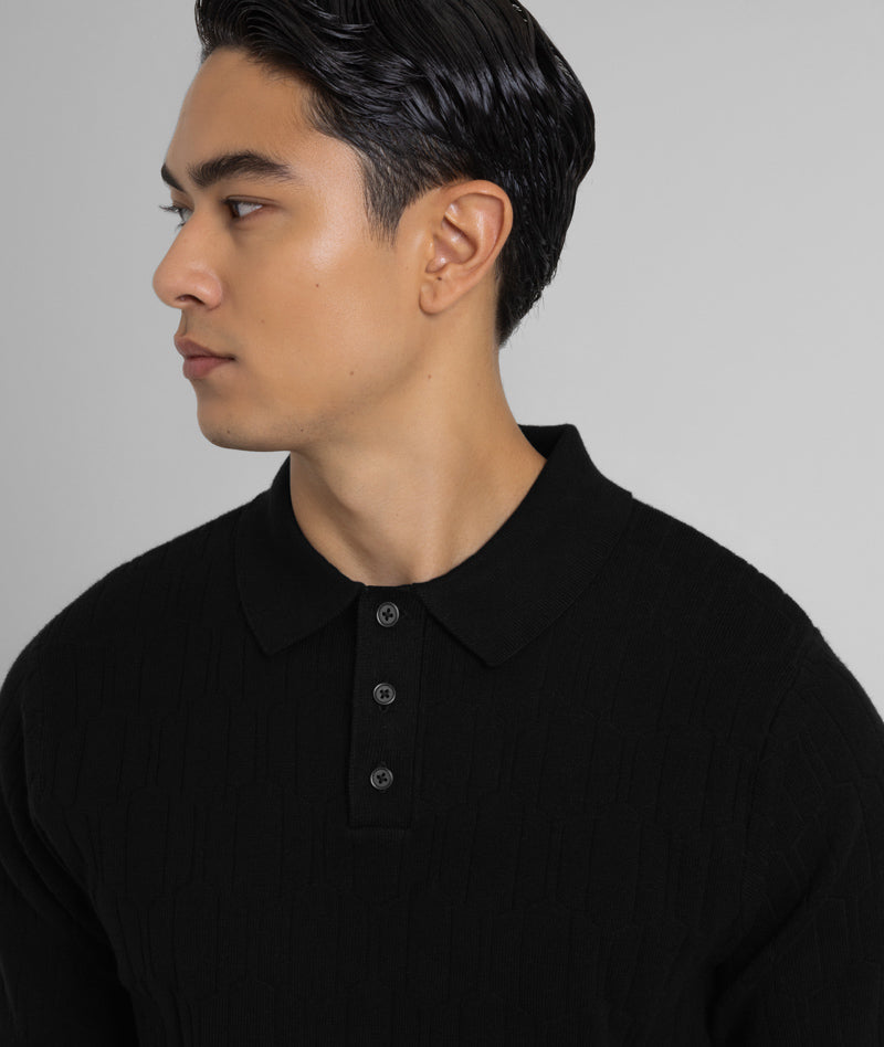 Tarvin - Geo Texture Knitted Polo Shirt
