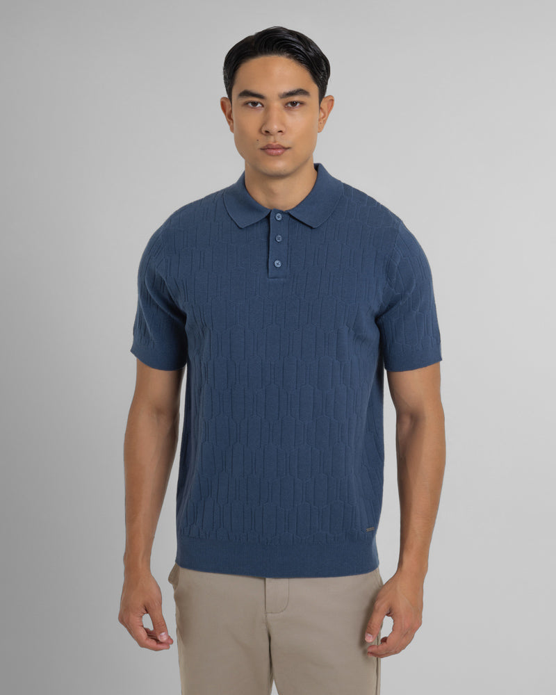 Tarvin - Geo Texture Knitted Polo Shirt