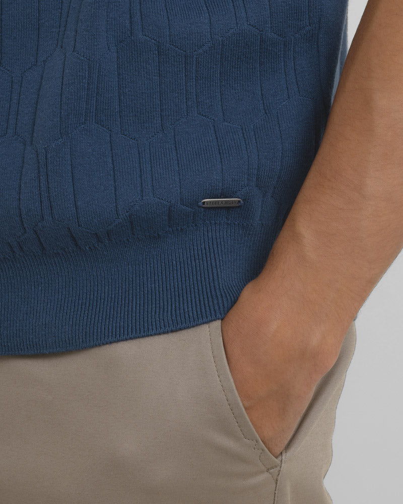 Tarvin - Geo Texture Knitted Polo Shirt
