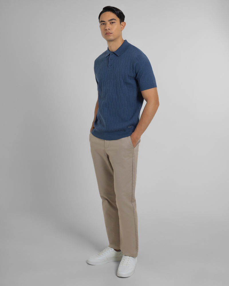 Tarvin - Geo Texture Knitted Polo Shirt