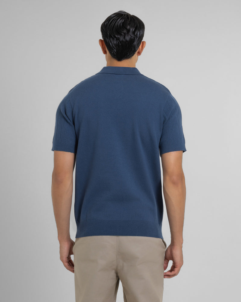 Tarvin - Geo Texture Knitted Polo Shirt