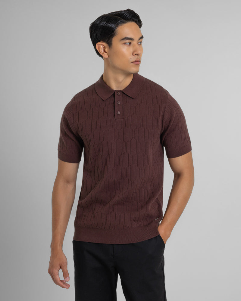Tarvin - Geo Texture Knitted Polo Shirt