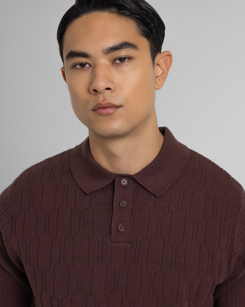 Tarvin - Geo Texture Knitted Polo Shirt