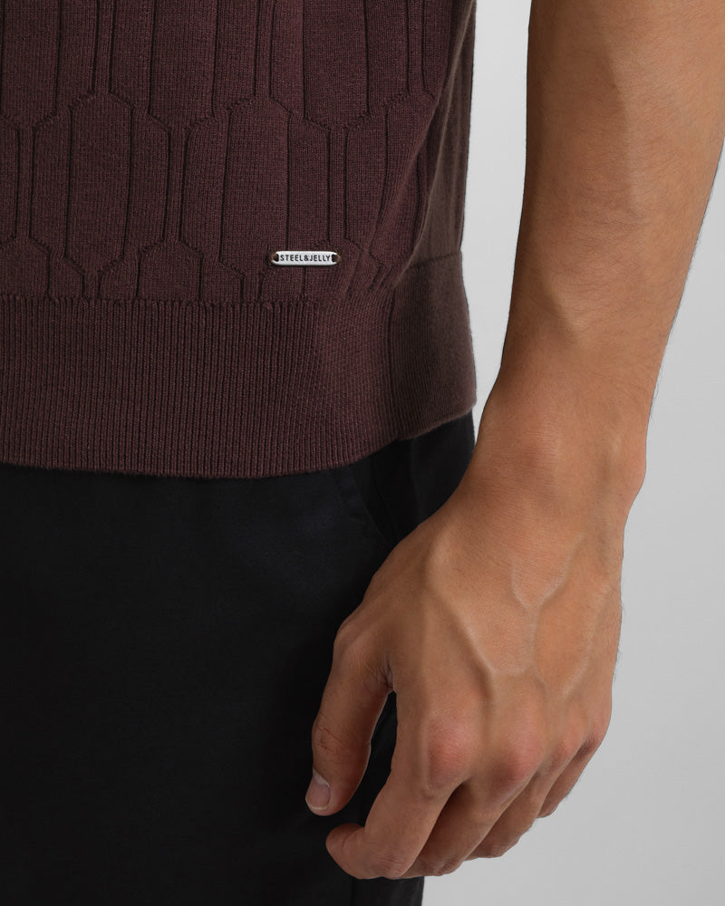 Tarvin - Geo Texture Knitted Polo Shirt