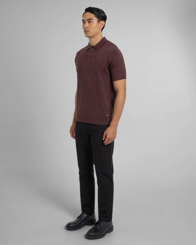 Tarvin - Geo Texture Knitted Polo Shirt
