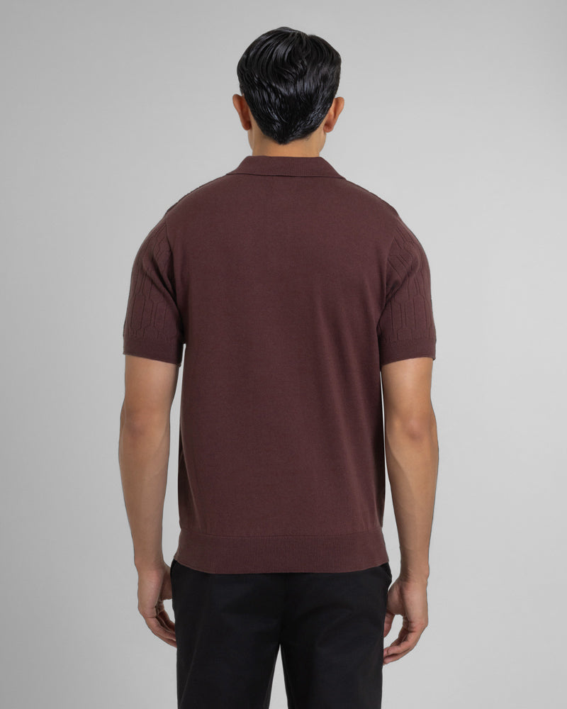 Tarvin - Geo Texture Knitted Polo Shirt