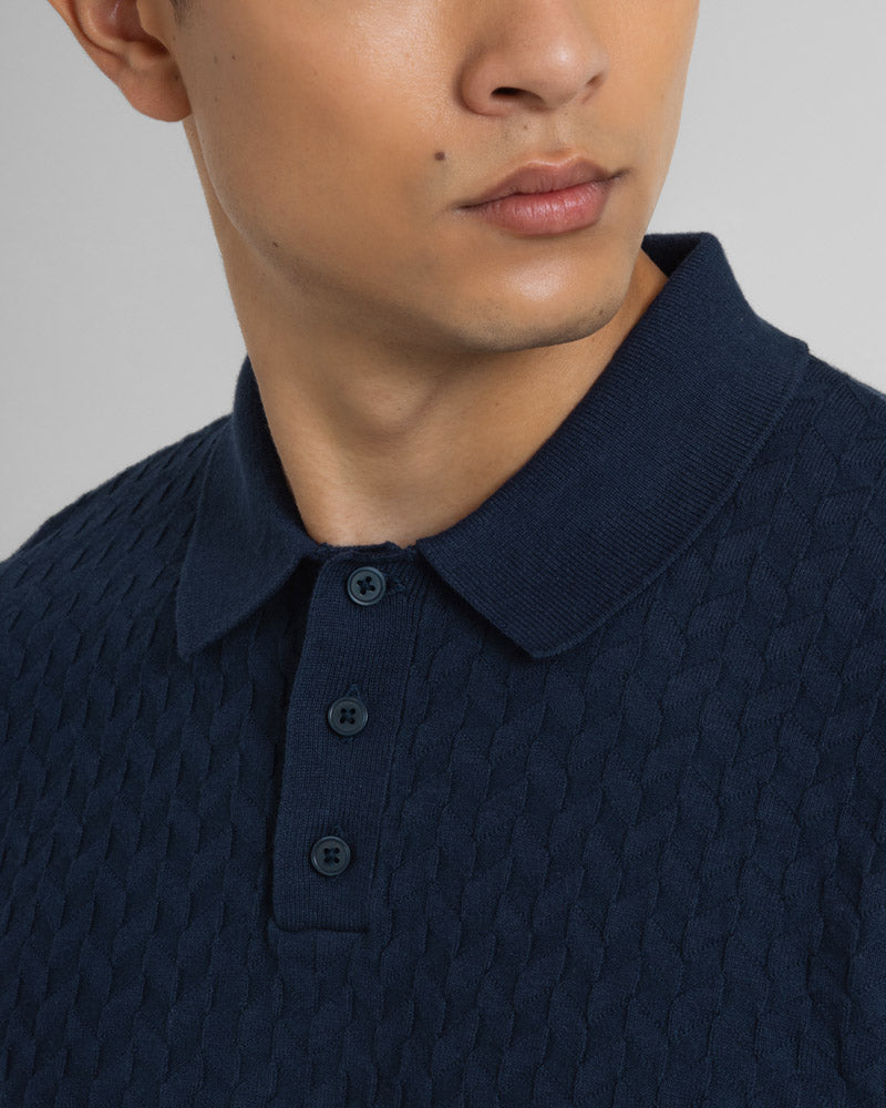 Burton - Geo Texture Knitted Polo Shirt
