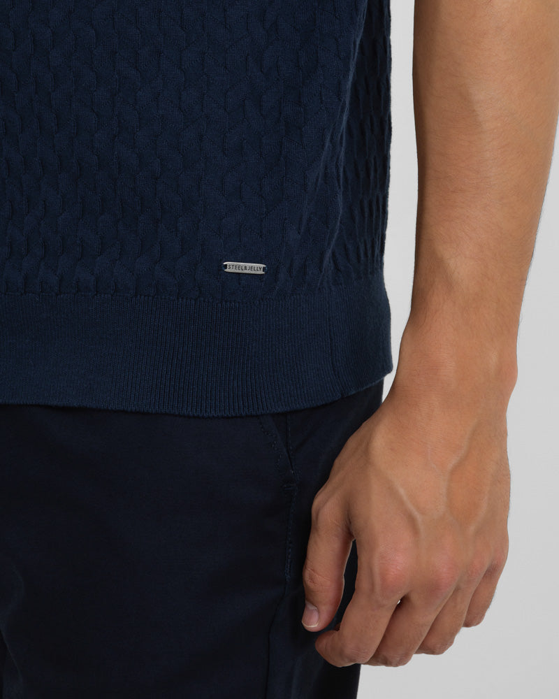 Burton - Geo Texture Knitted Polo Shirt