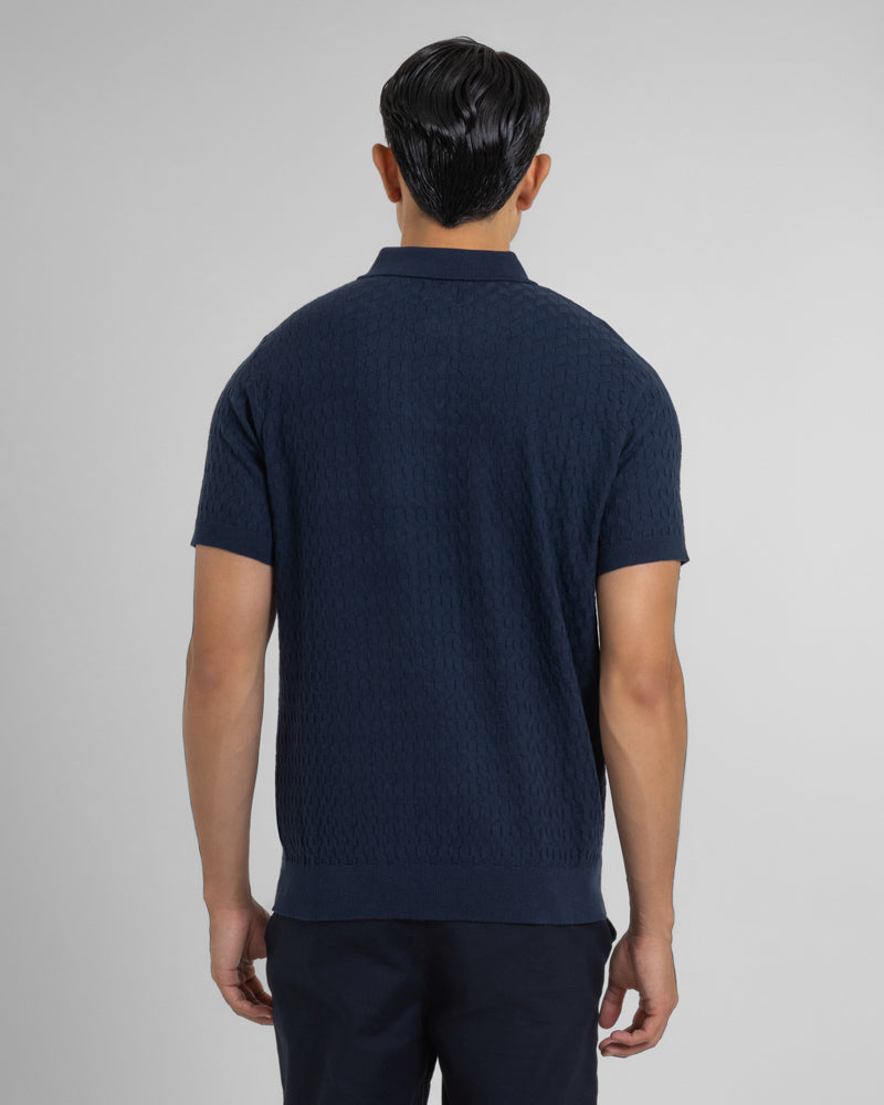 Burton - Geo Texture Knitted Polo Shirt