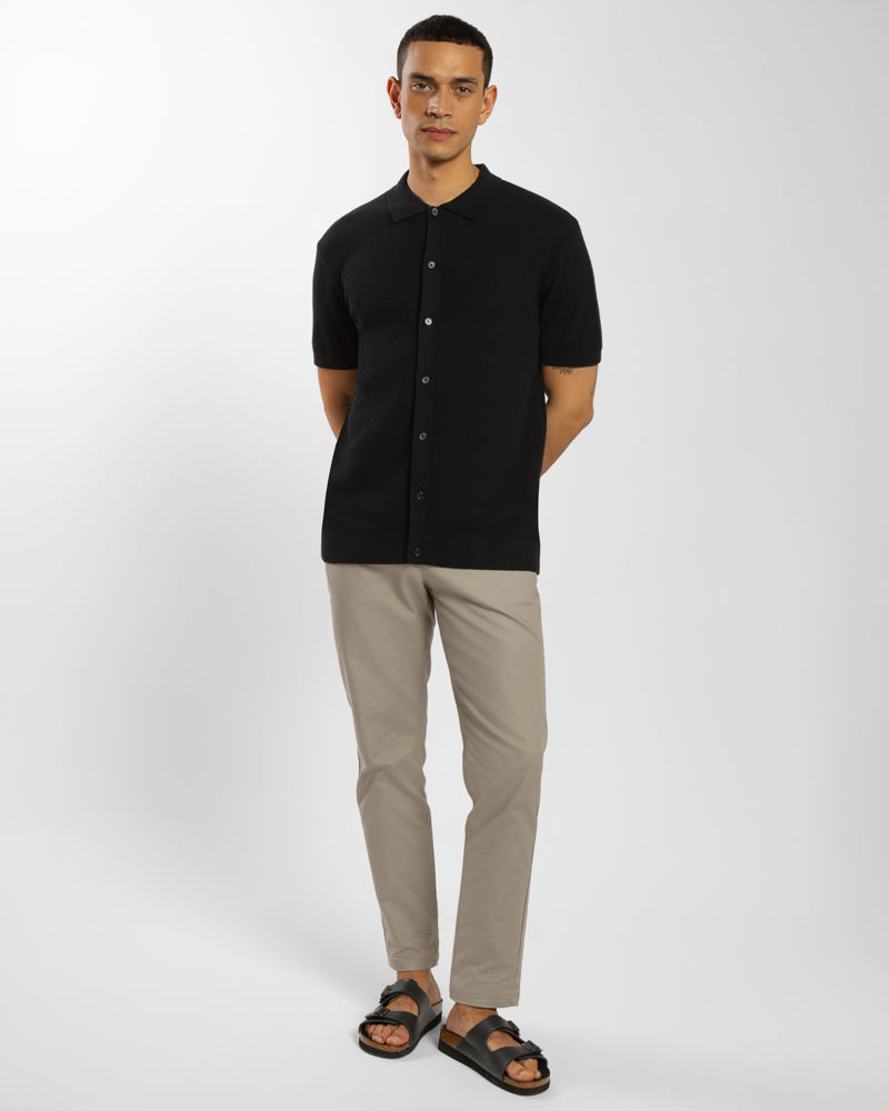 Textured Knitted Polo Shirt