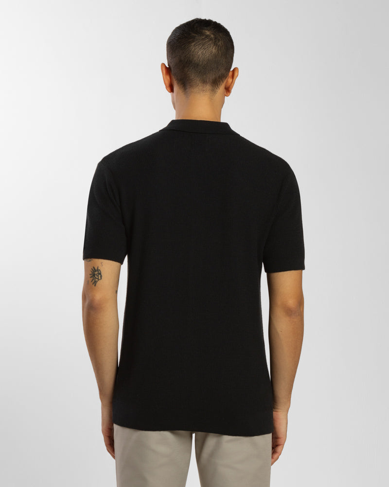 Textured Knitted Polo Shirt