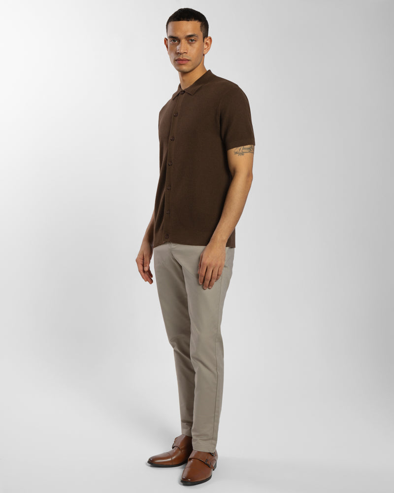 Textured Knitted Polo Shirt