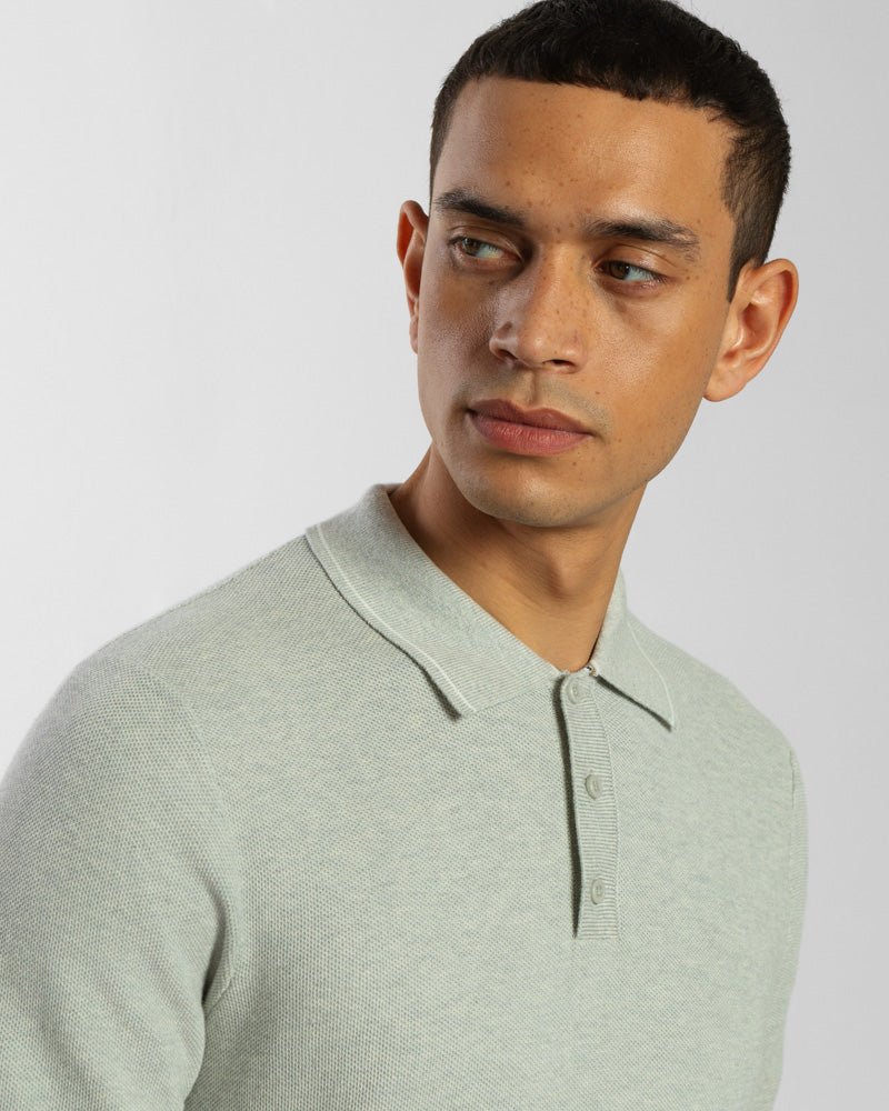 Knitted Polo Shirt With Contrast Cuff Detail