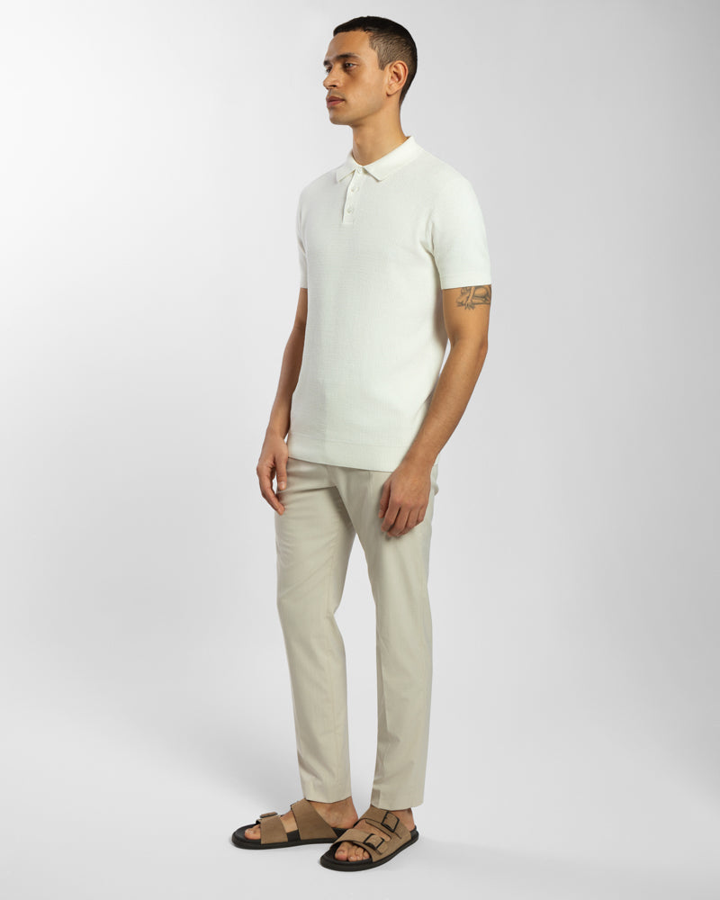 Waffle Textured Knitted Polo Shirt