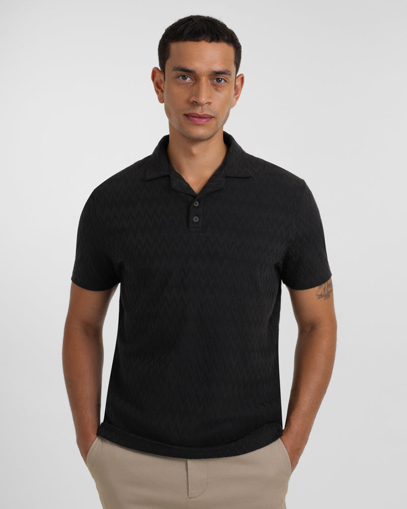 Beckton - Zigzag Textured Polo Shirt