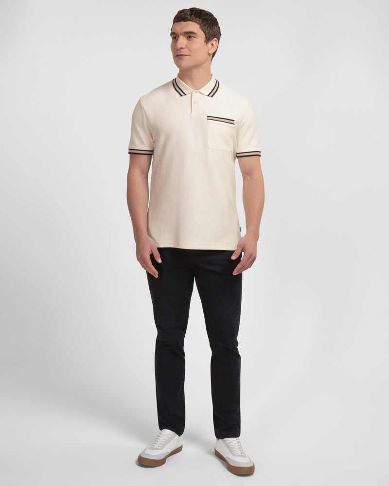 Tolworth - Textured Polo Shirt With Contrast Rib