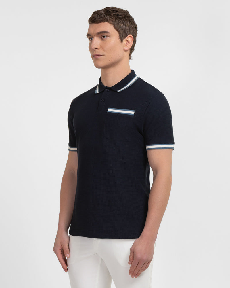 Tolworth - Textured Polo Shirt With Contrast Rib