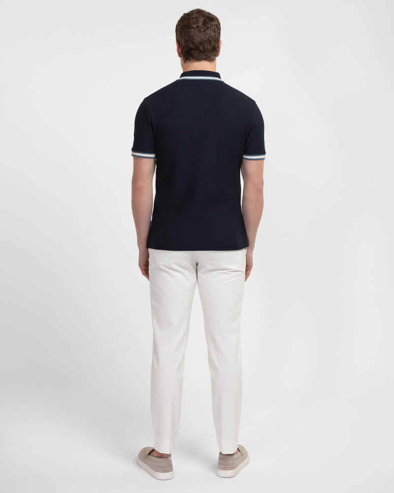 Tolworth - Textured Polo Shirt With Contrast Rib